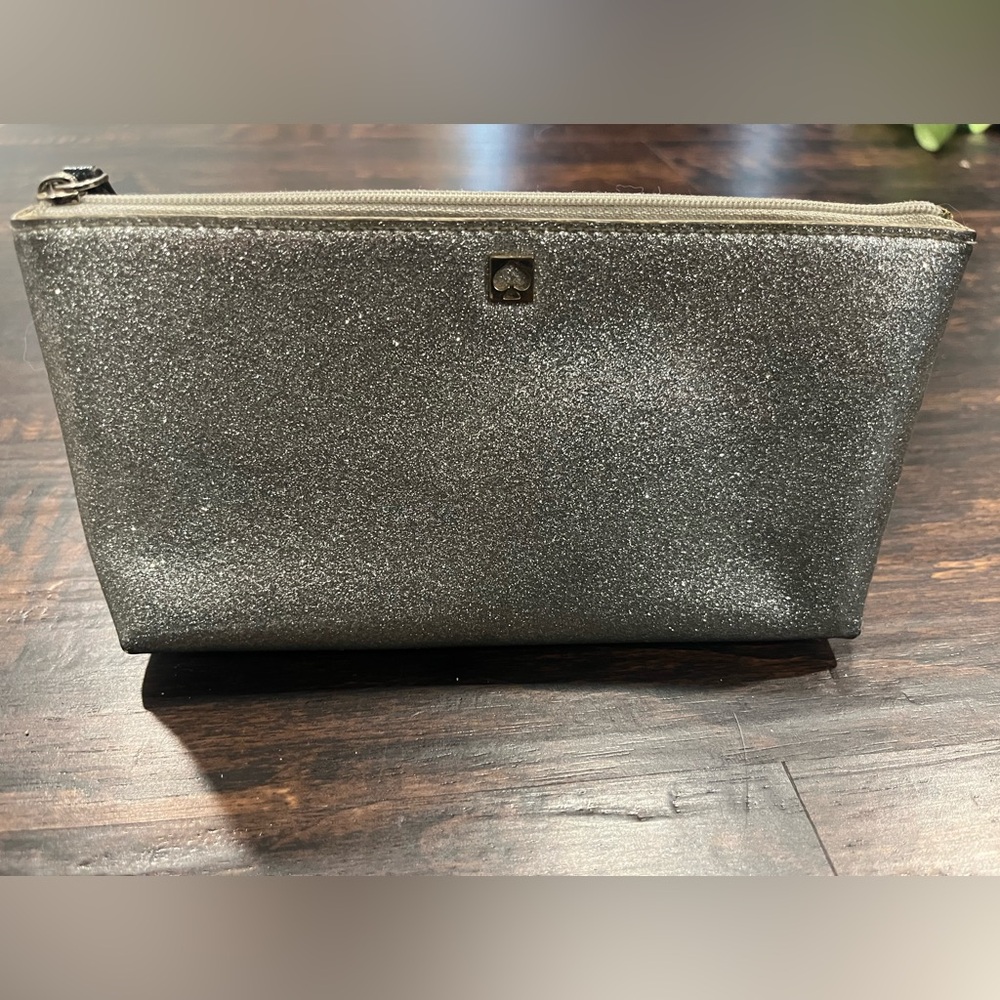 Kate Spade Silver Glitter Cosmetic Bag